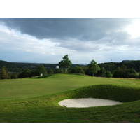 A view of the short par-4 17th hole on the Montgomerie course at Celtic Manor Resort.