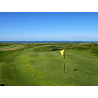 A view of the uphill par-5 fifth hole at Royal Porthcawl Golf Club.
