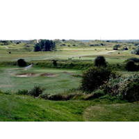 The downhill 16th hole at Ashburnham Golf Club.