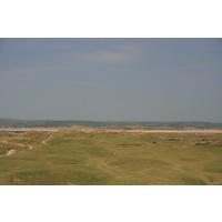 Holes six through eight play along the sea to the right at Royal North Devon Golf Club. 