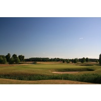The first hole on Golf and Country Club Fleesensee's Schloss Course is a modest par 4 downhill to a wide-open green. 