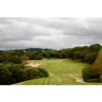 The signature "La Cascada" par-5 fourth hole at Valderrama Golf Club is reachable from the tee in two shots, but the green is very small with penal surroundings.