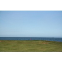 Dunbar Golf Club's 12th hole, "The Point," is the course's most exposed green with water surrounding it.