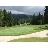 The par-3 sixth hole at Correncon en Vercors Golf Club plays 150 meters from the championship tees. 