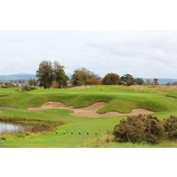The par-3 eighth hole on the Smurfit golf course at the K Club is well protected. 