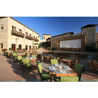 Between the Westin and Romanos hotels at Costa Navarino is a common area with multiple indoor and outdoor shops and dining venues. 