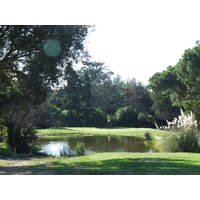The par-3 second guarded by a small pond.