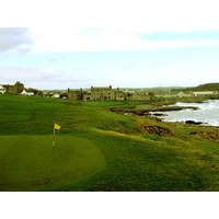 The highest point at Ardglass looks out over the first hole, the castle/clubhouse and teh Irish Sea.